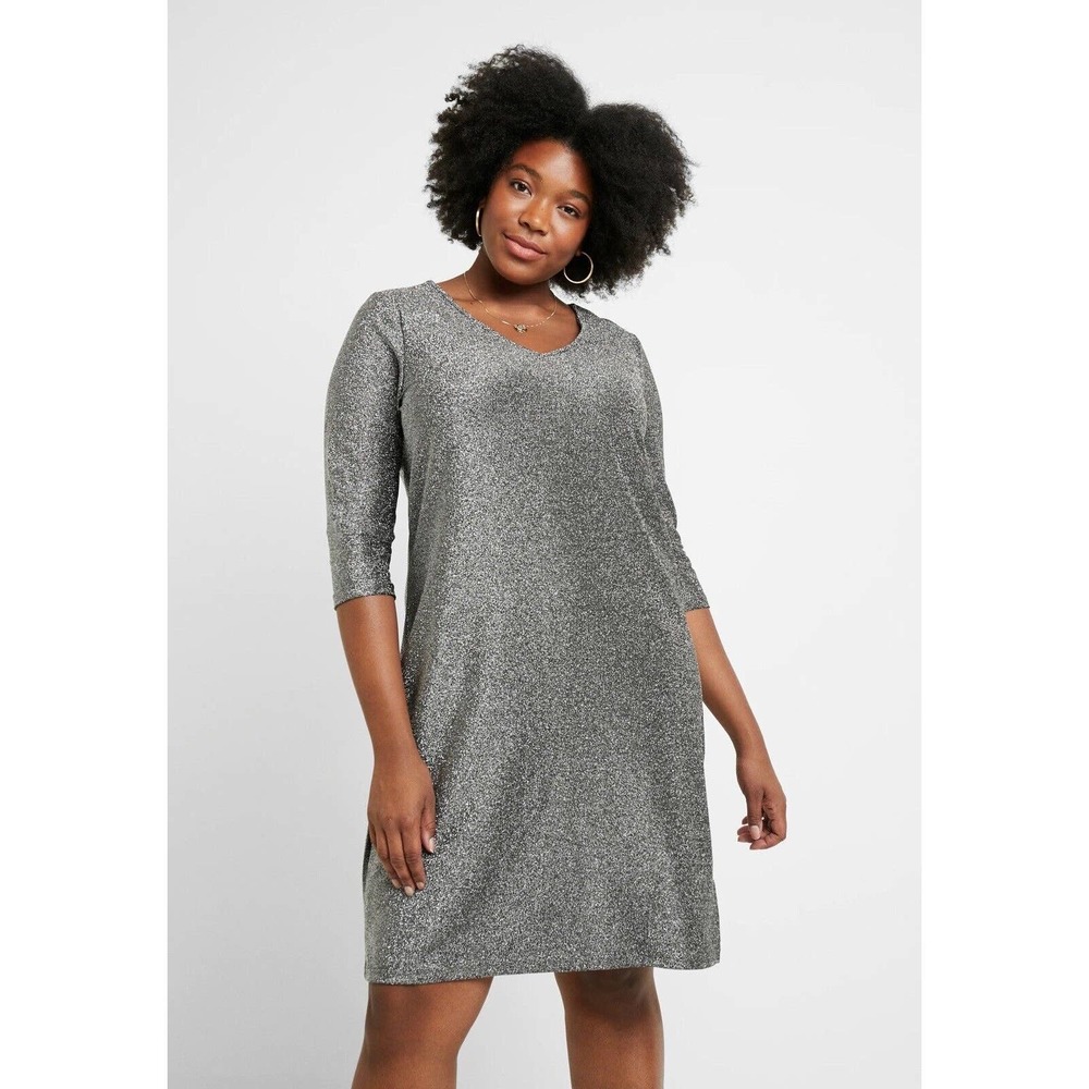 Junarose Dress Women’s Medium JRSAKINA Above Knee Dress Silver Sparkle Concert